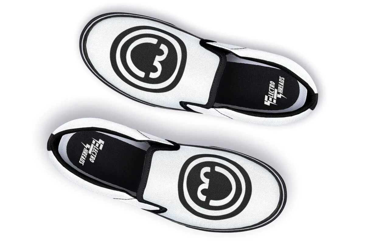 Smile Patch Black White Slip on Shoes