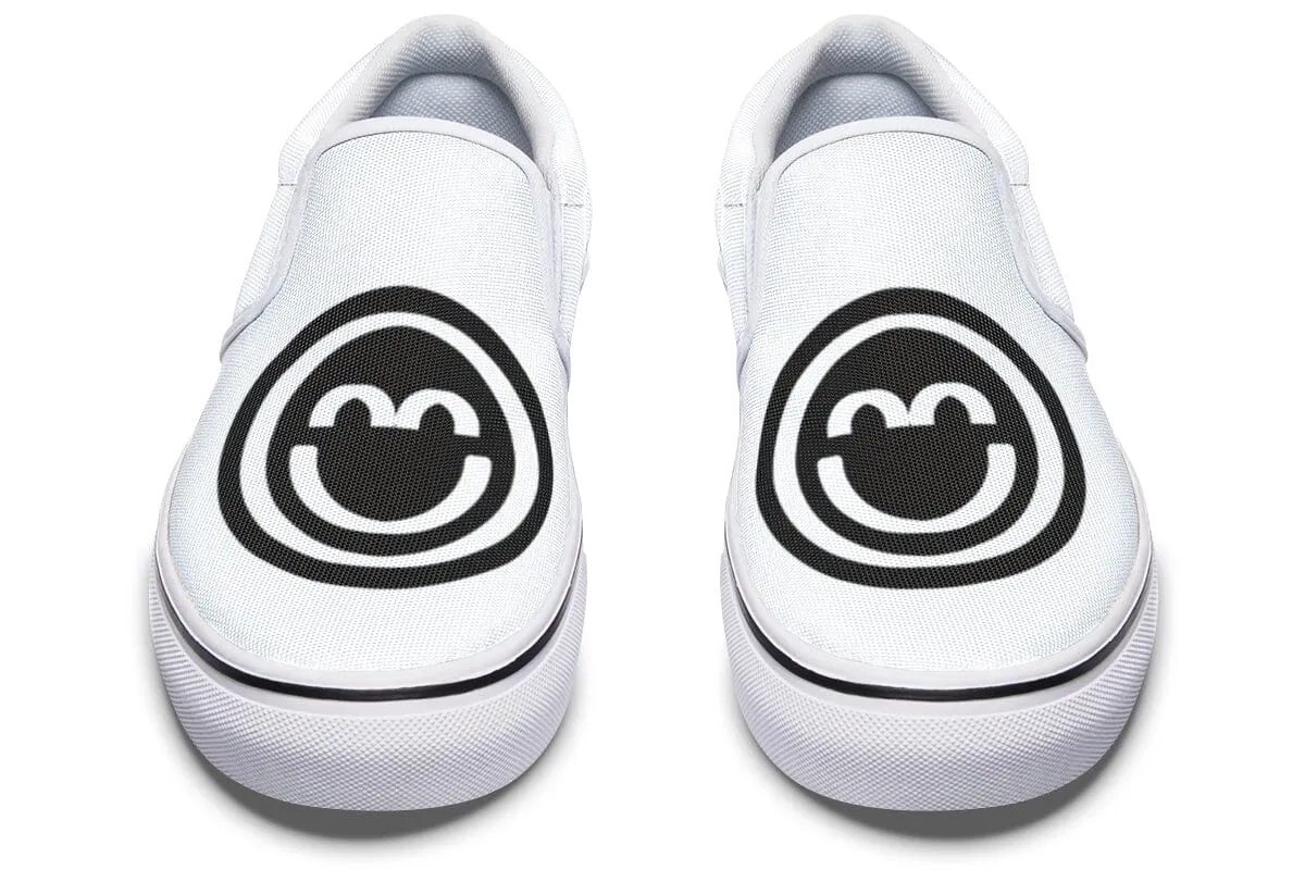 Smile Patch Black White Slip on Shoes