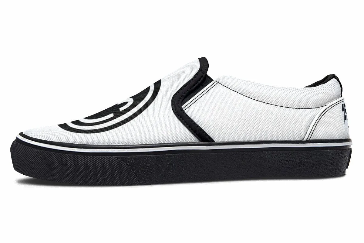 Smile Patch Black White Slip on Shoes