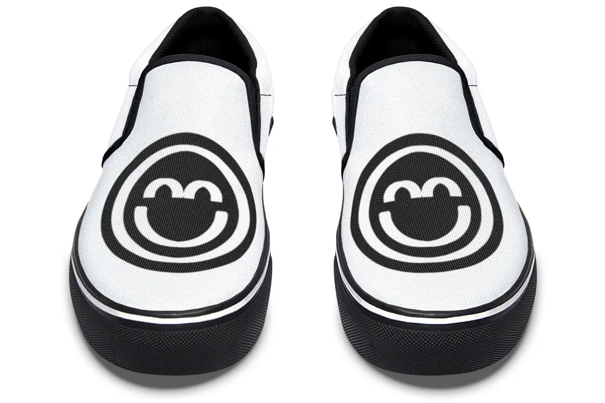 Smile Patch Black White Slip on Shoes