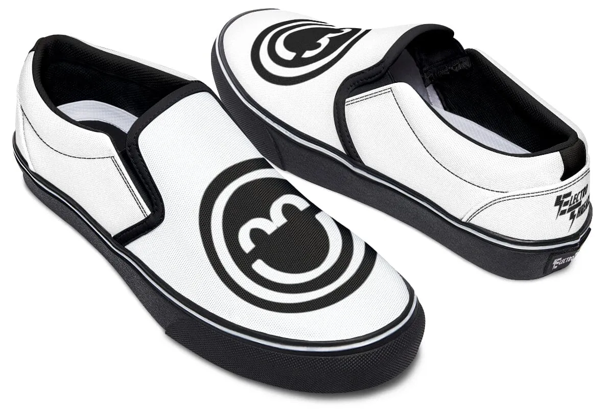 Smile Patch Black White Slip on Shoes