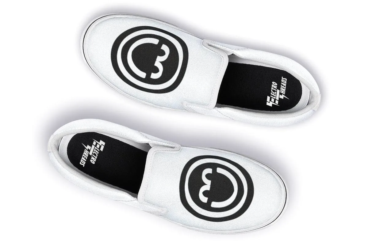 Smile Patch Black White Slip on Shoes