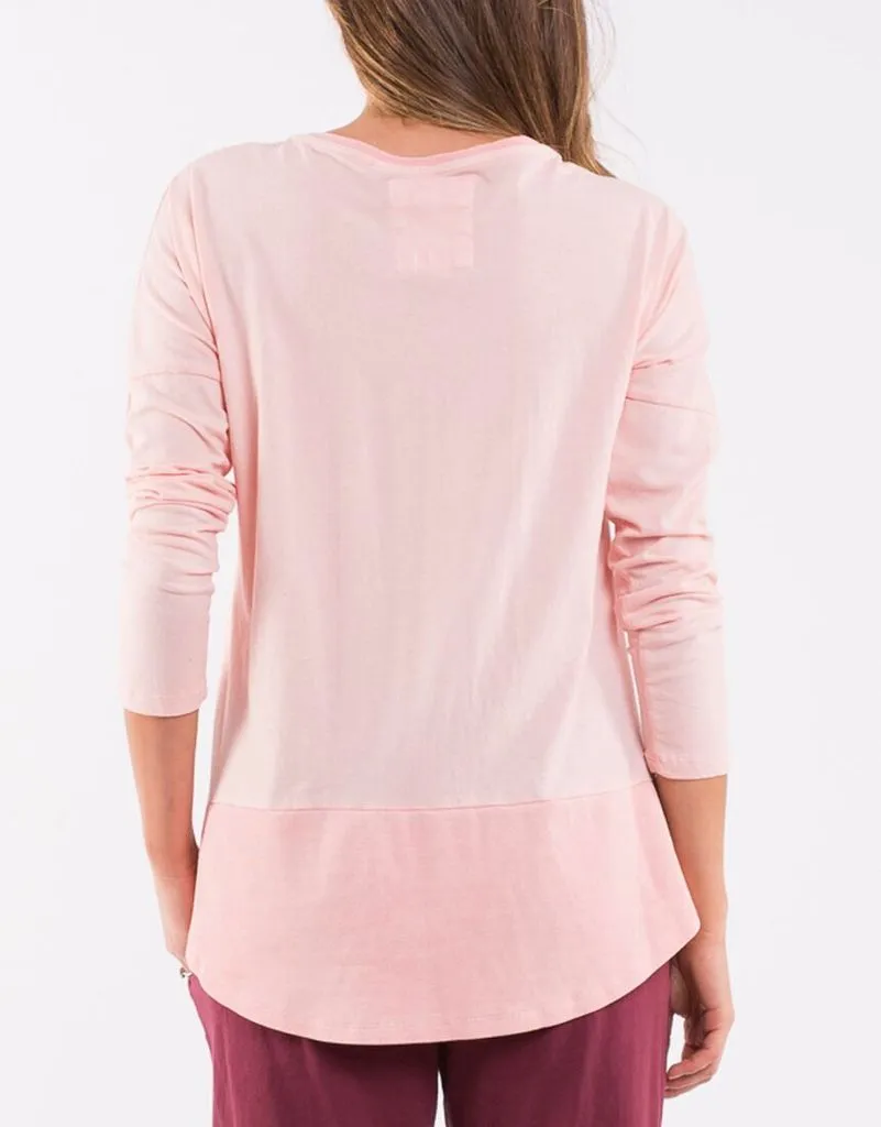 Strahan V Neck Rib Long Sleeve Tee - Pink