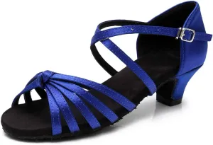 SWDZM Girls & Women's Satin Latin Dance Shoes Professional Ballroom Salsa Practice Performance Dancing Shoes Model XGG