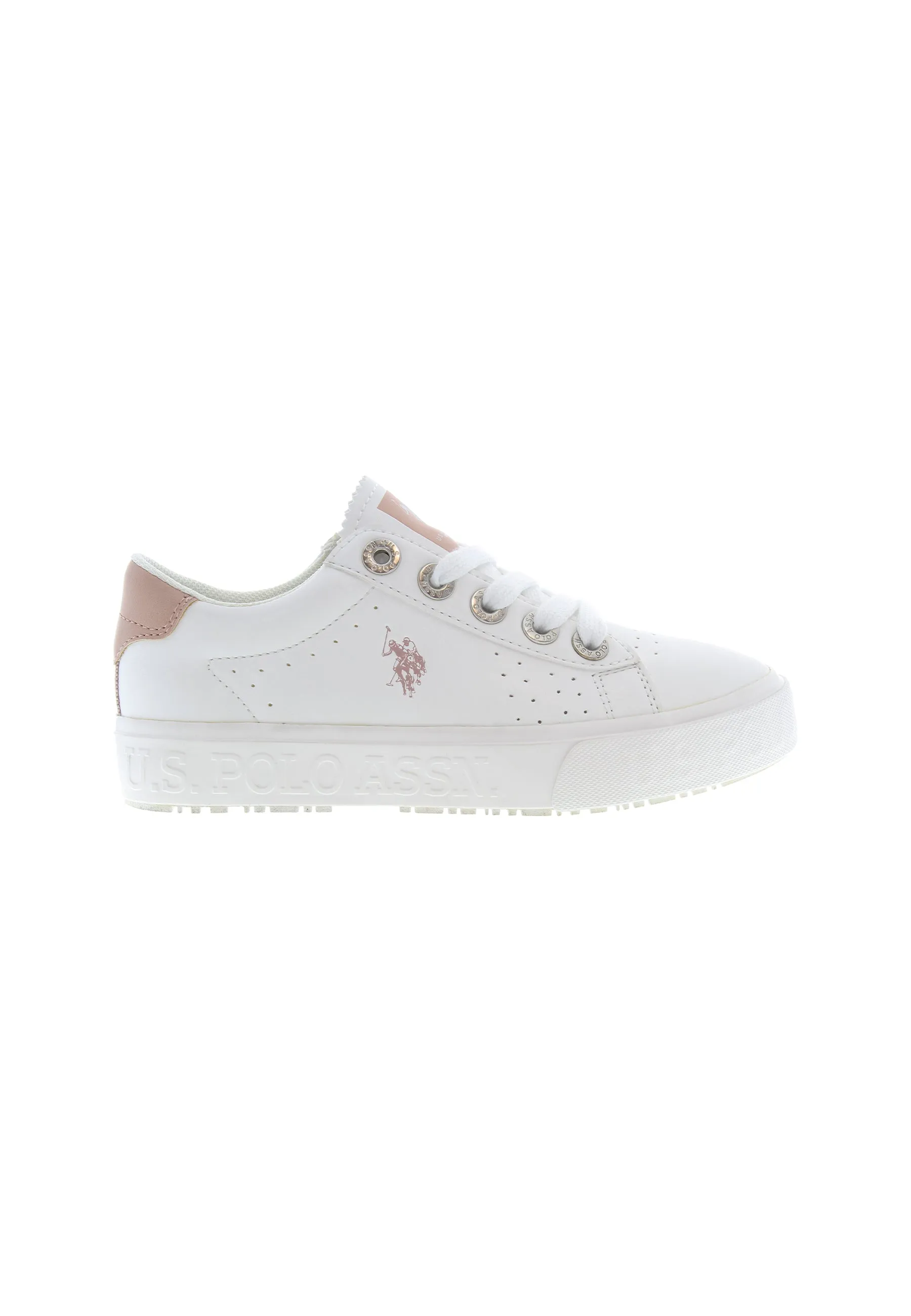U.S. POLO ASSN.  WOMEN TRAINERS IN WHITE/PINK