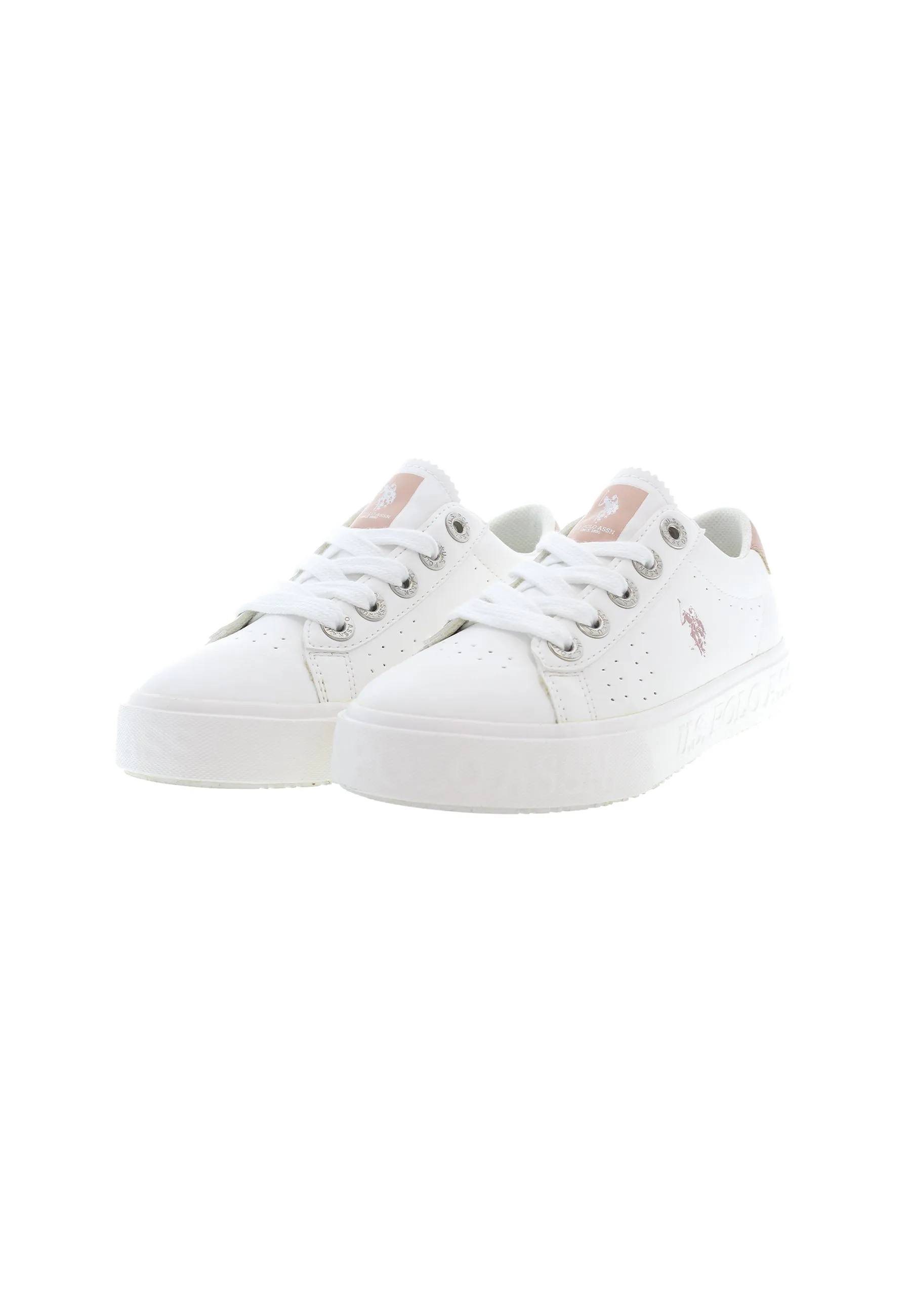 U.S. POLO ASSN.  WOMEN TRAINERS IN WHITE/PINK