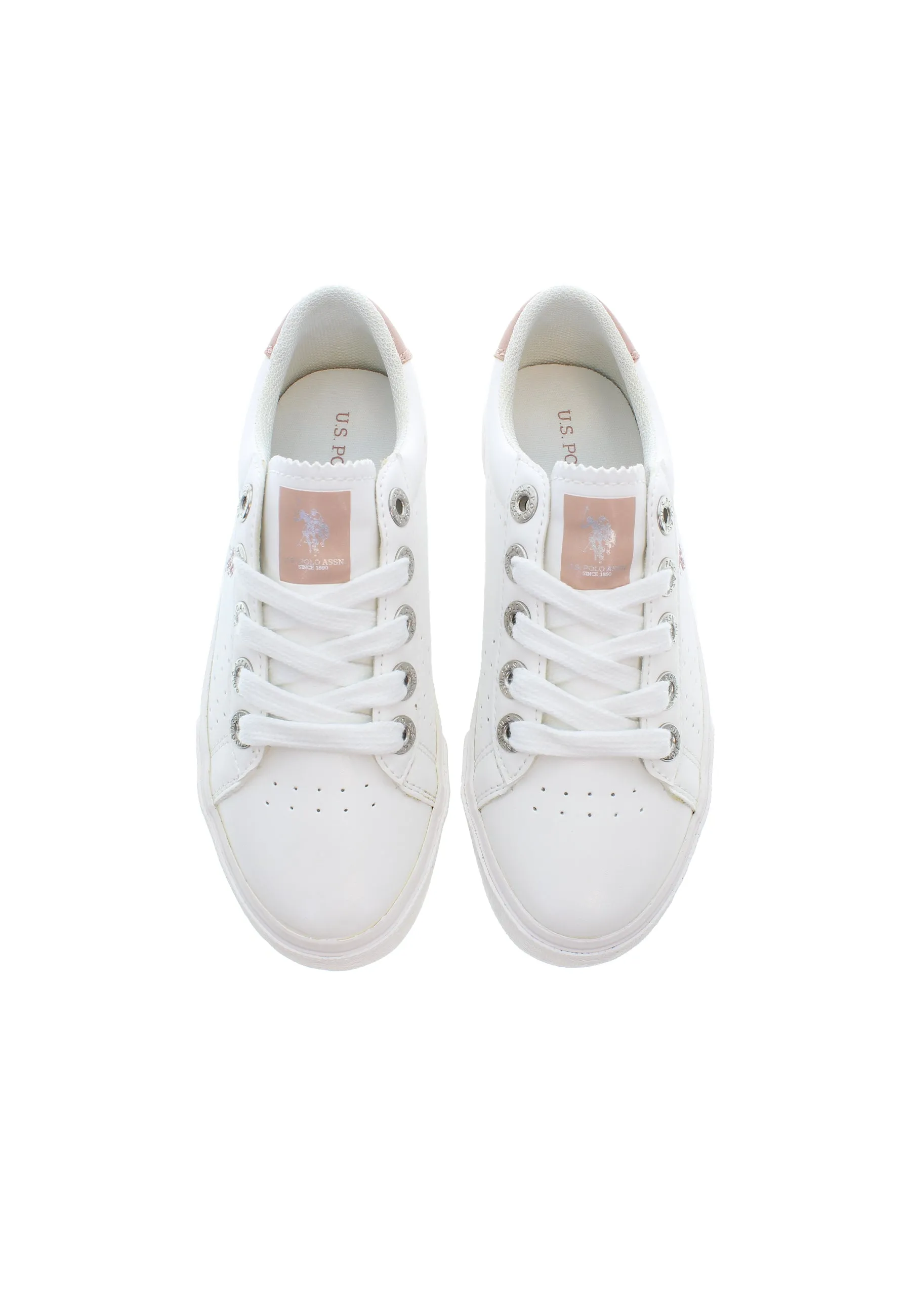 U.S. POLO ASSN.  WOMEN TRAINERS IN WHITE/PINK
