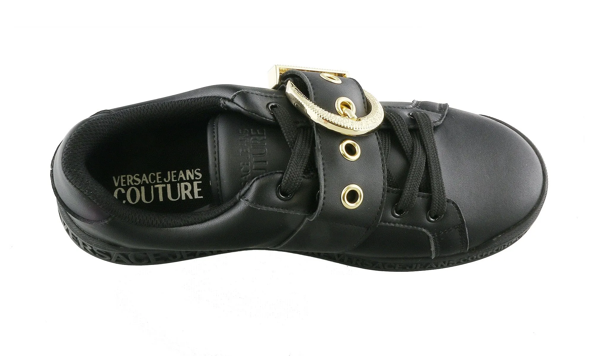 Versace Jeans Couture  Black Fashion Lace-Up Buckle Sneaker