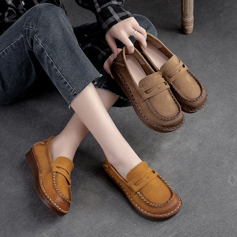 Women Retro Soft Cowhide Handmade Casual Loafers