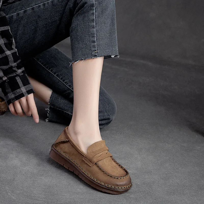 Women Retro Soft Cowhide Handmade Casual Loafers