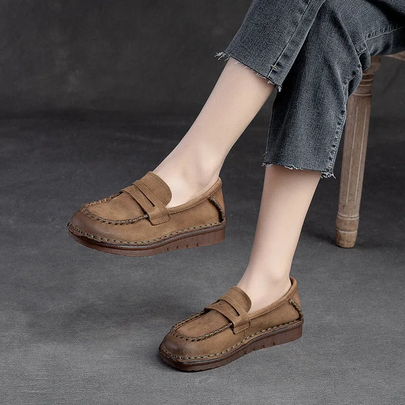 Women Retro Soft Cowhide Handmade Casual Loafers