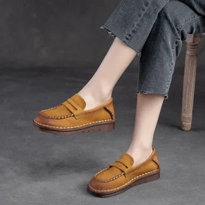 Women Retro Soft Cowhide Handmade Casual Loafers