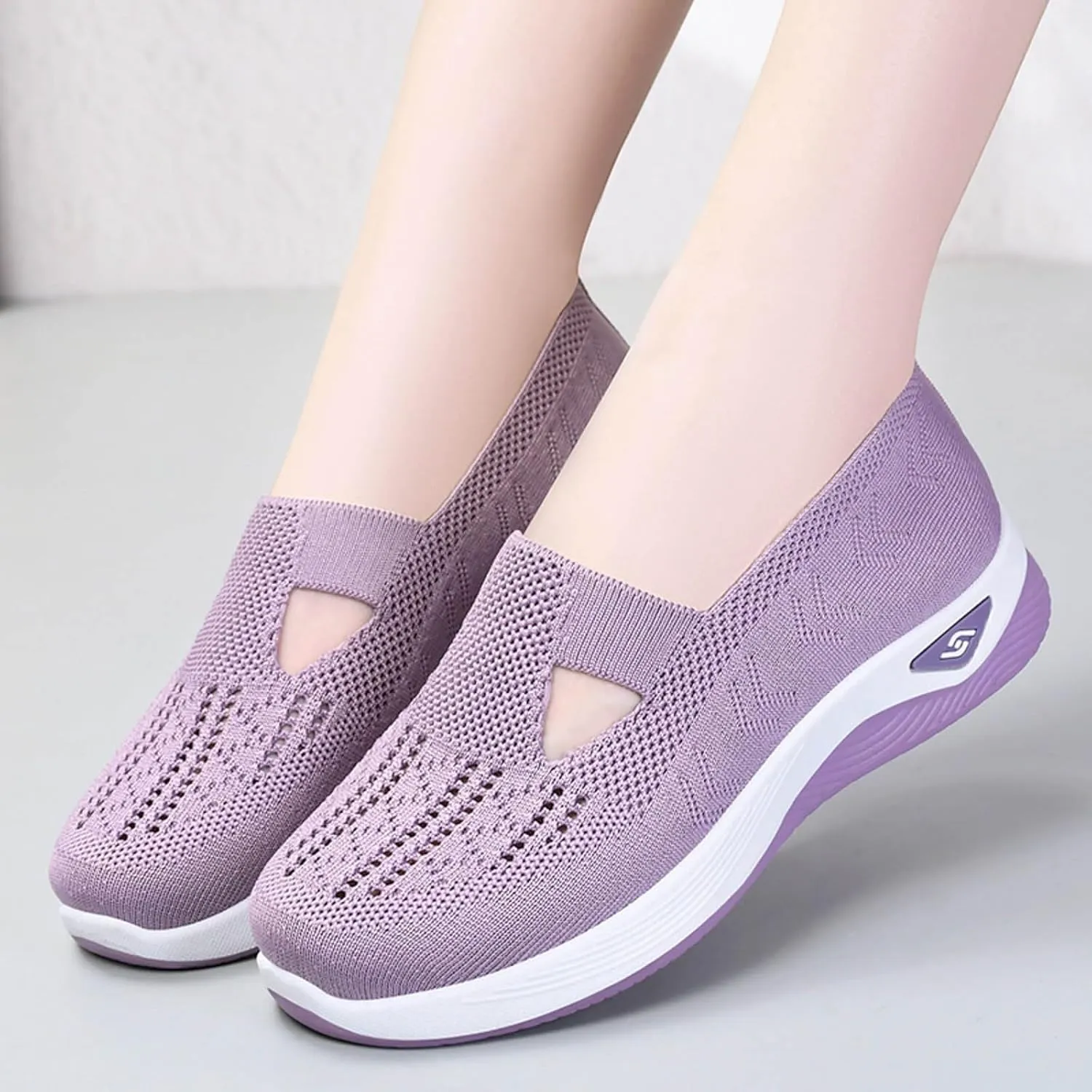 Women's Orthopedic Shoes Woven Wide Arch Support Slip-On Orthowalk Sneakers Casual Breathable Soft Anti-Skid Sports Footwear