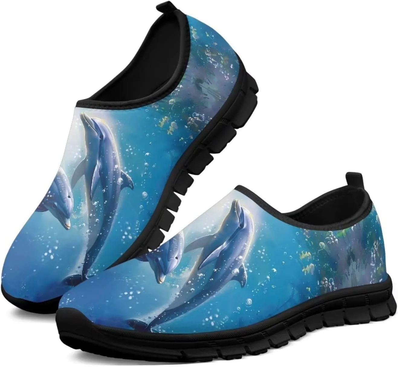 Womens Slip On Walking Shoes Lightweight Tennis Sneakers Breathable Non Slip Outdoor Work Shoe for Travel Party Size 5.5-11.5 Black Sole