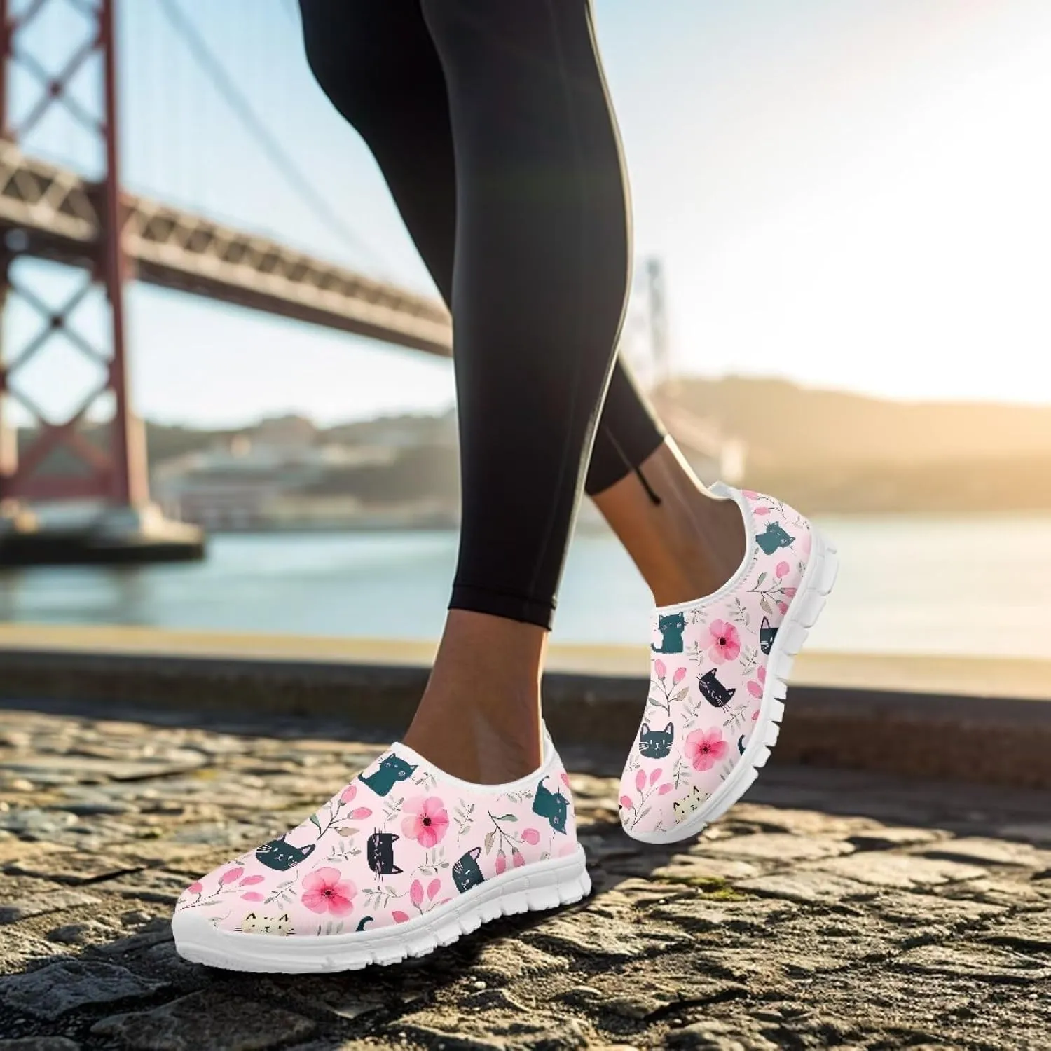 Women's Walking Shoes Cushion Athletic Jogging Shoe Casual Anti-Slip Tennis Sneakers for Outdoor Hiking Size 5.5-11.5 White Sole