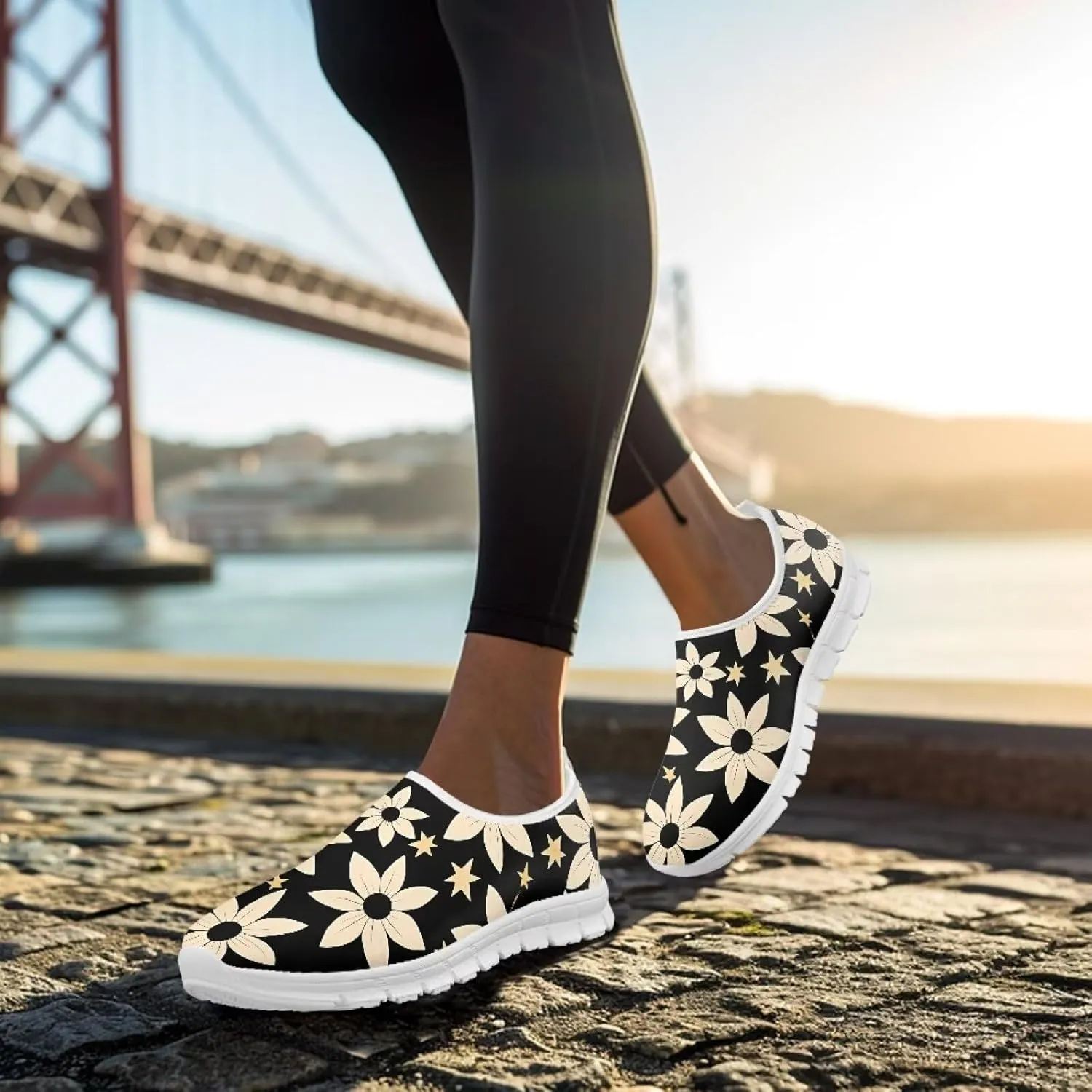 Women's Walking Shoes Cushion Athletic Jogging Shoe Casual Anti-Slip Tennis Sneakers for Outdoor Hiking Size 5.5-11.5 White Sole