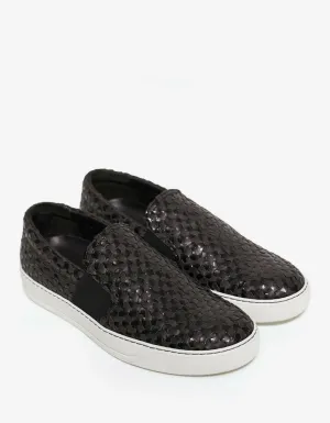 Woven Leather Slip On Trainers