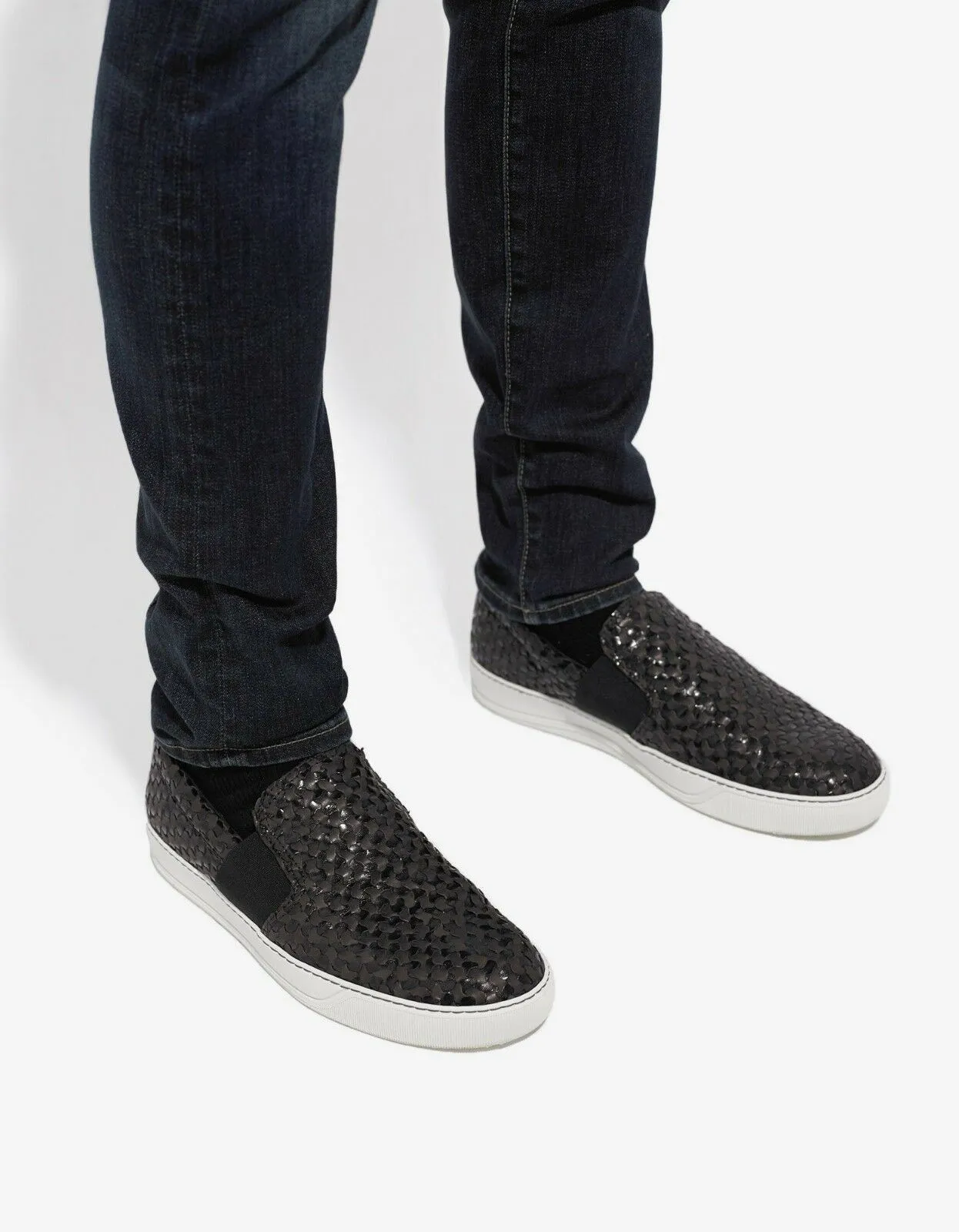 Woven Leather Slip On Trainers
