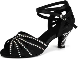 YKXLM Women Rhinestone Ballroom Dance Shoes Latin Performance Dance Shoes Women Suede Sole YKXLM Women Rhinestone Ballroom Dance Shoes Latin Performance Dance Shoes Women Suede Sole